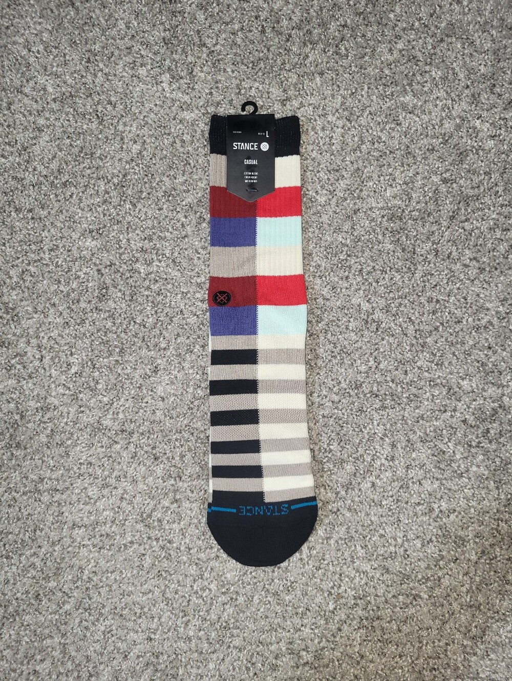 Stance Mens Large 9-12 Combed Cotton Casual Crew Icon Striped Socks Unisex